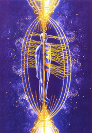 immagine di Peggy Phoenix Dubro rappresentante il Reticolo Universale di Calibrazione (UCL in inglese o “Lattice”), cioè la struttura elettromagnetica che ci circonda e sulla quale andiamo a lavorare con questa tecnica